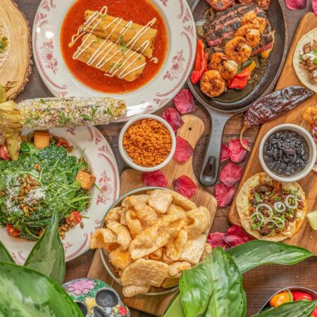 Table setup with variety of dishes